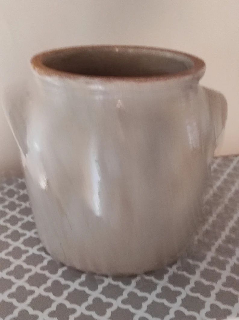 French Vintage Stoneware Gray Confit Pot / Rustic Beige Glazed Grease Jar / Preserving Jar / Ston... | Etsy (US)