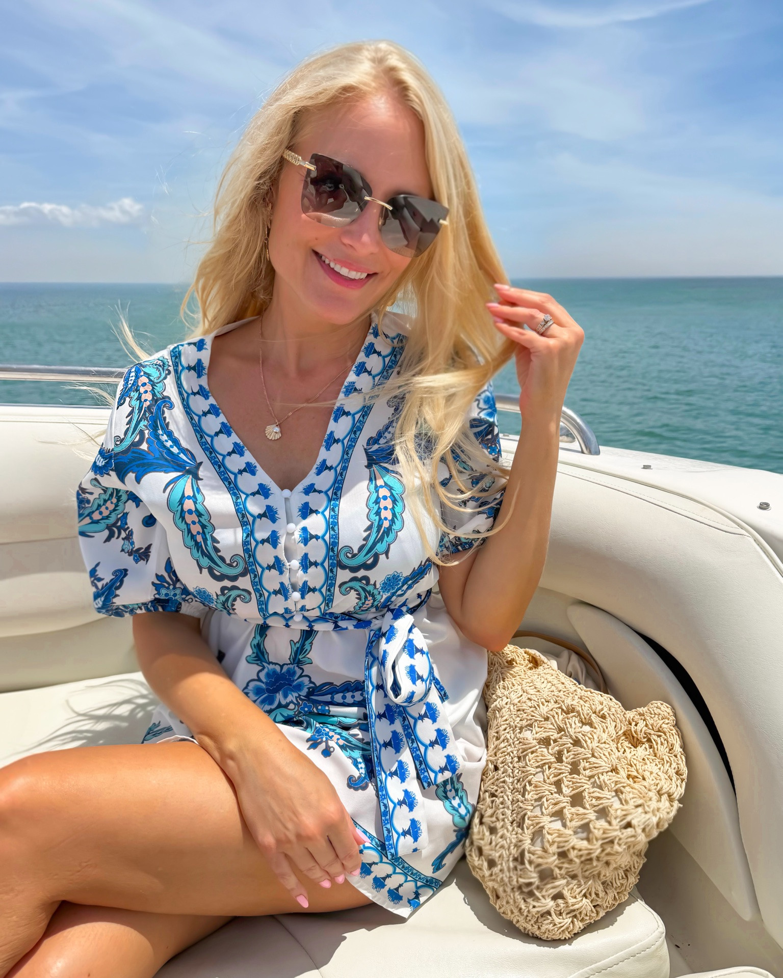Boat day outfit! Linked a bunch of similar dresses too. These blue and white dresses would be gorgeous for Greece or any trip to the Mediterranean, or any beach day outfit. #vacationoutfit #vacationstyle #eurosummer

#LTKdayinmylife #LTKgrwm #LTKootd