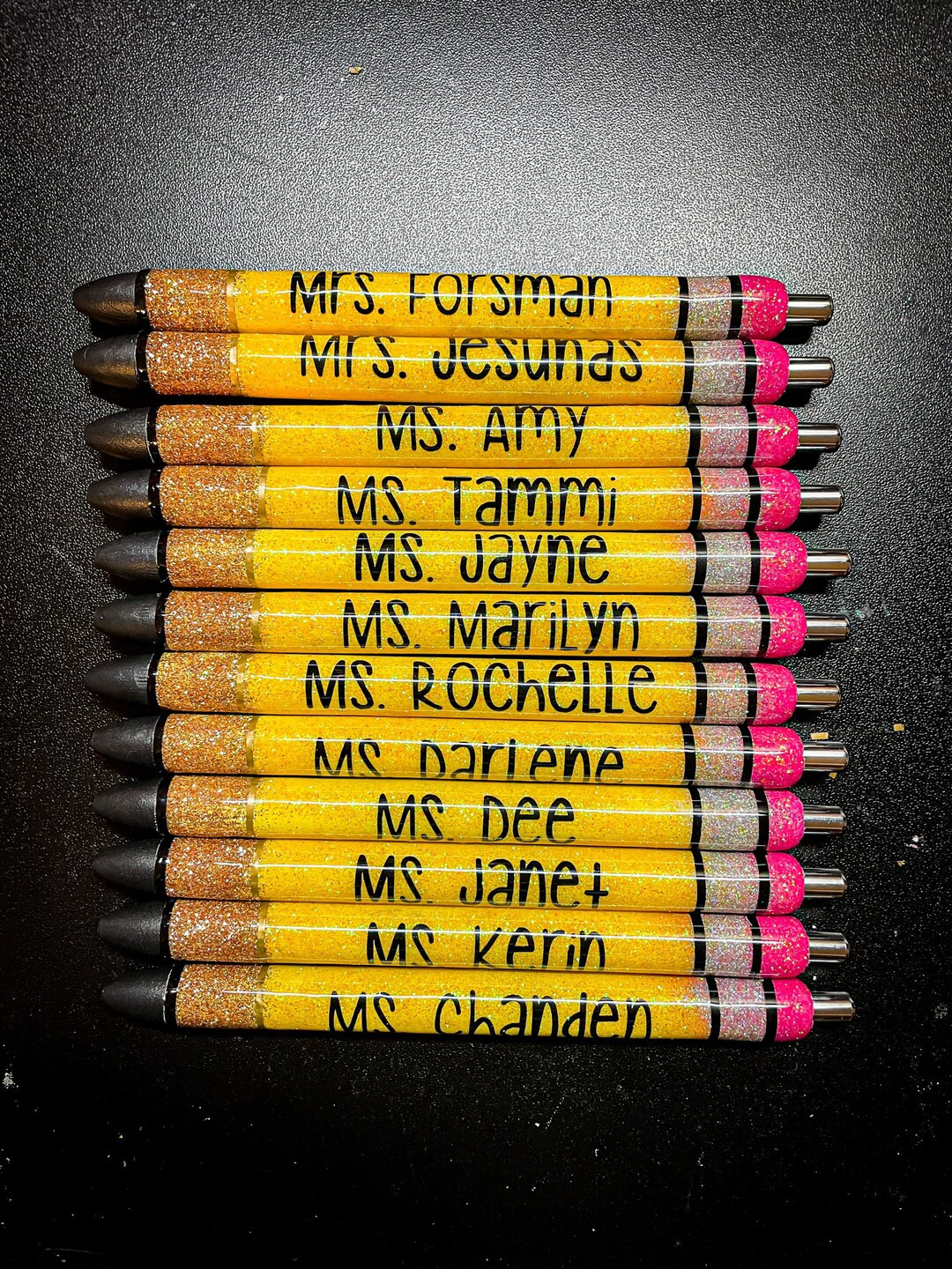 Custom Handmade Glitter Gel Pen Yellow Teacher Pencil Pen - Discount Save on 10+, Personalized - ... | Etsy (US)