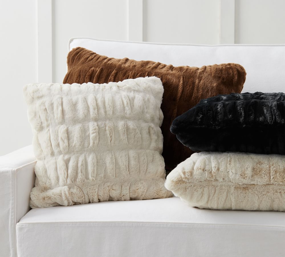 Faux Fur Ruched Pillow Covers | Pottery Barn (US)