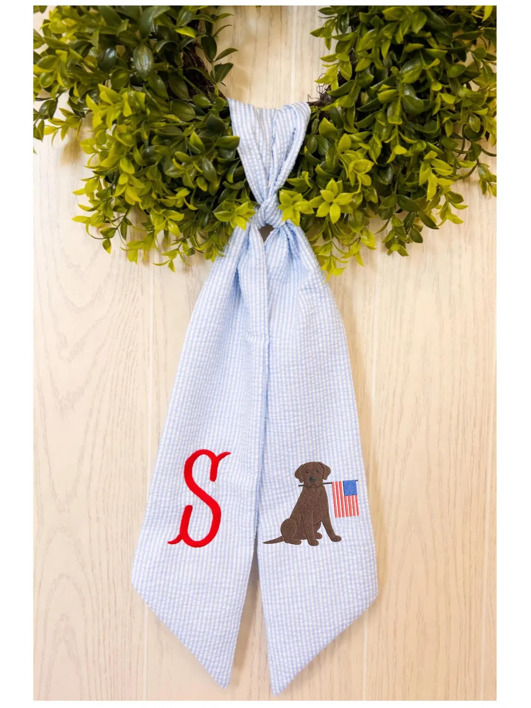 4th of July Wreath Sash, for Front Door, Monogram Sash, Chocolate Lab - Etsy | Etsy (US)