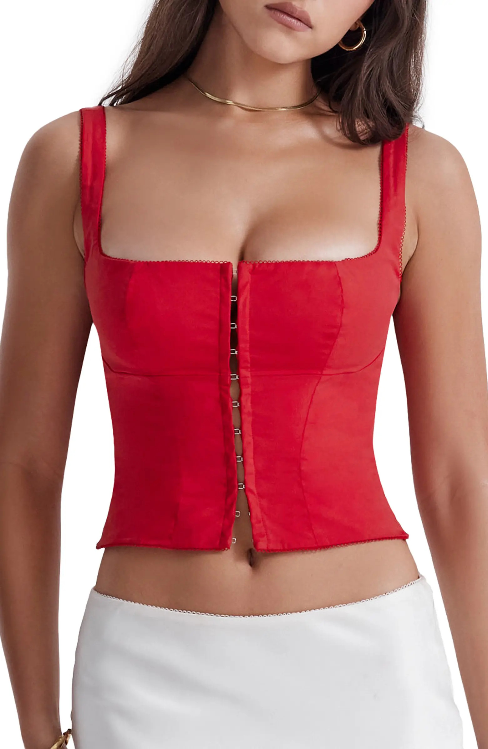 Pia Poplin Corset Crop Top | Nordstrom