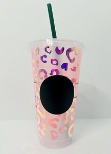 Reusable plastic tumbler, lid & straw holographic cheetah print, chalkboard  | eBay | eBay CA