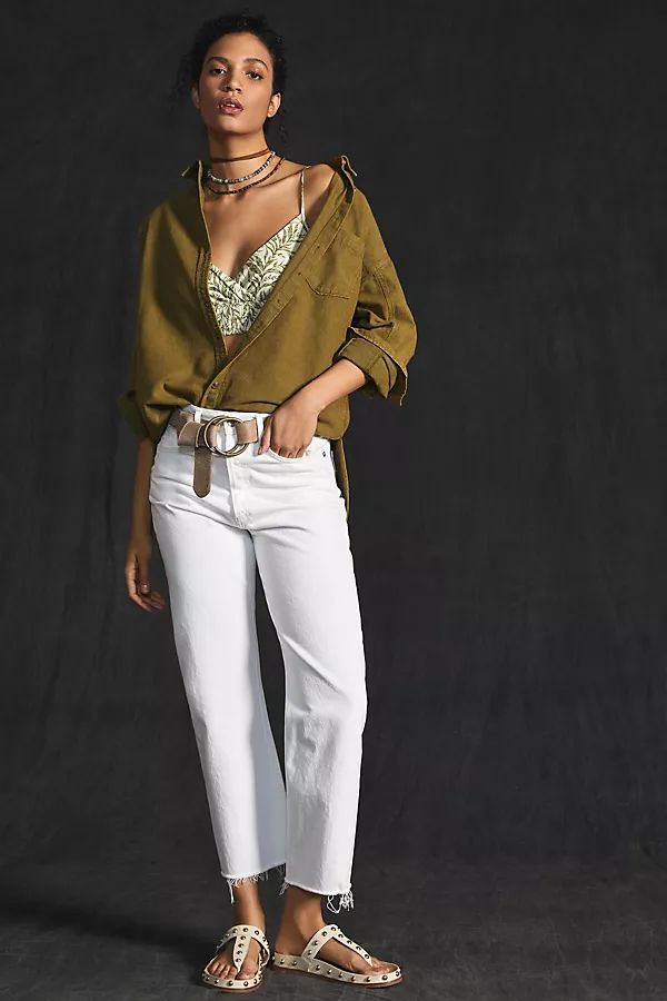 AGOLDE High-Rise Straight Cropped Jeans By AGOLDE in White Size 30 | Anthropologie (US)