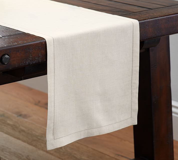 Linen Hemstitch Table Runner | Pottery Barn (US)