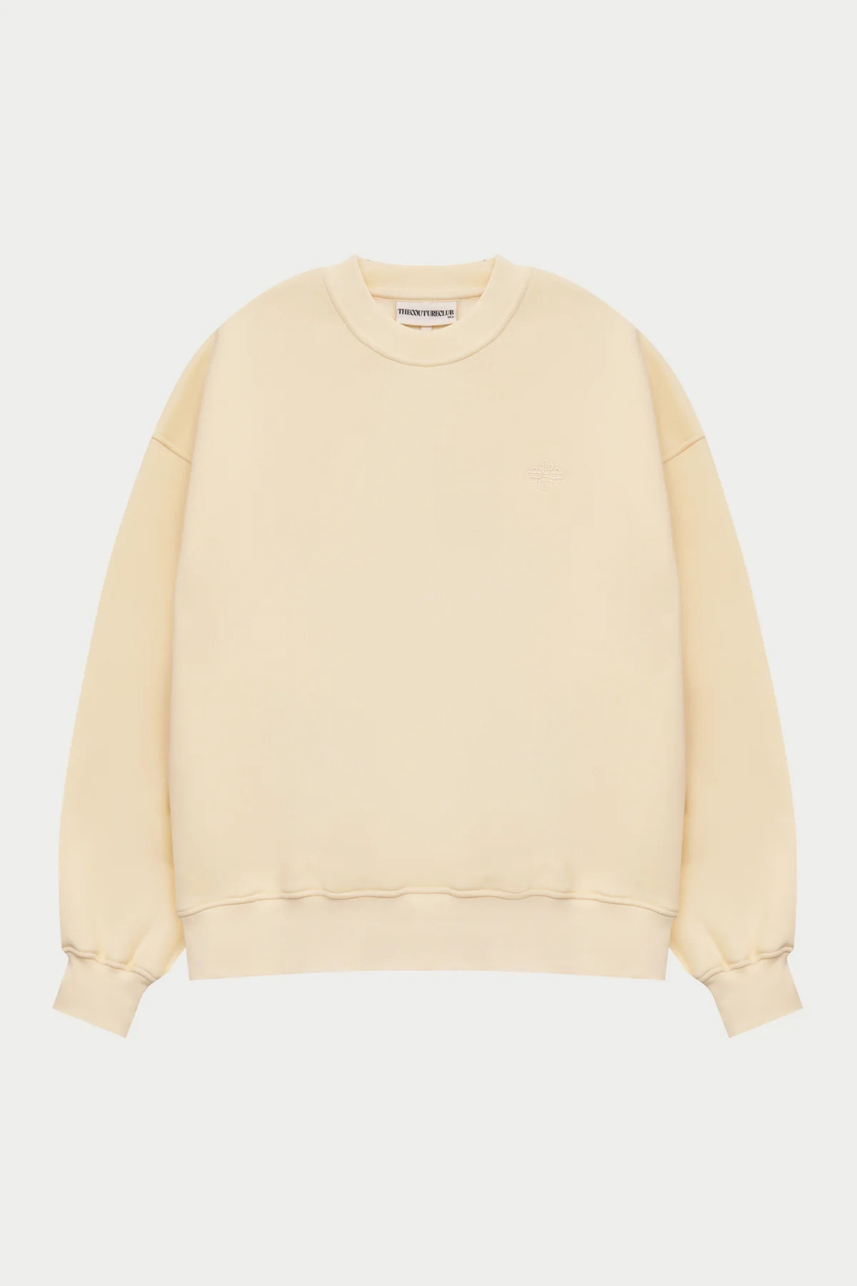 EMBLEM EMBROIDERED SWEATSHIRT - BUTTERMILK | The Couture Club