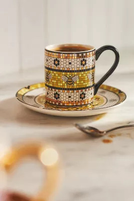 The Bistro Tile Stoneware Espresso Cup & Saucer: Garden Edition | Anthropologie (US)