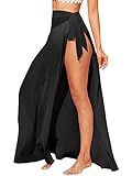 SheIn Women's Sexy Sheer Wrap Beach Cover Up Max Skirt for Bikini Swimsuit Plain Tie Side Spilt Saro | Amazon (US)