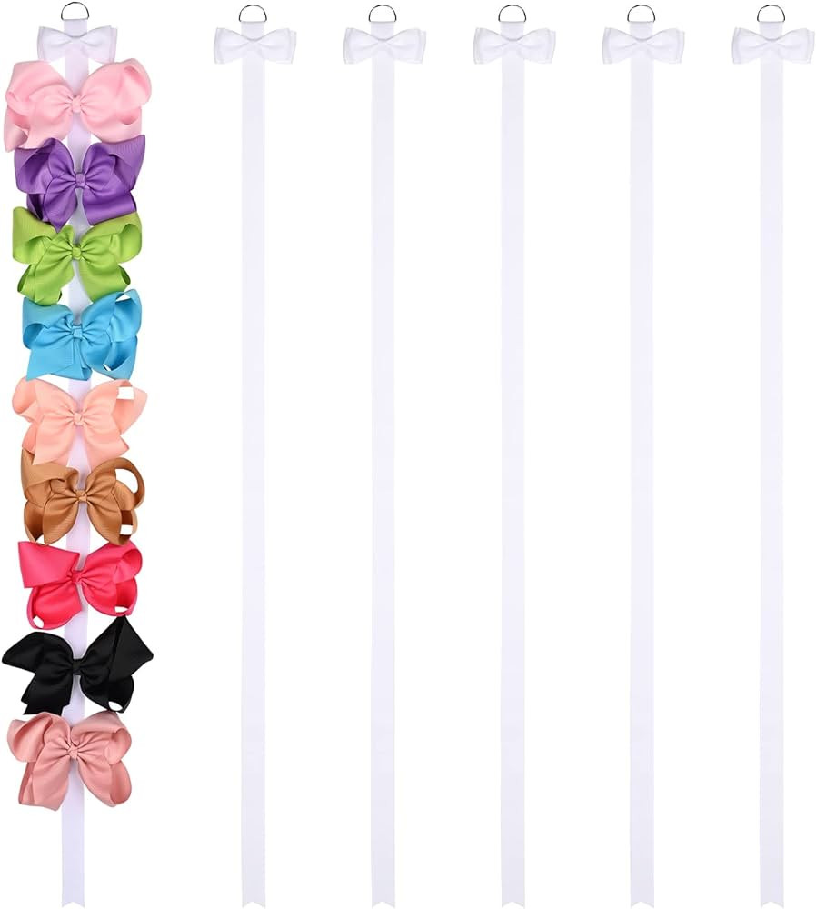 DEEKA 6 PCS 40" Long Bow Holders for Girls Clip Hair Bows Organizer - White | Amazon (US)