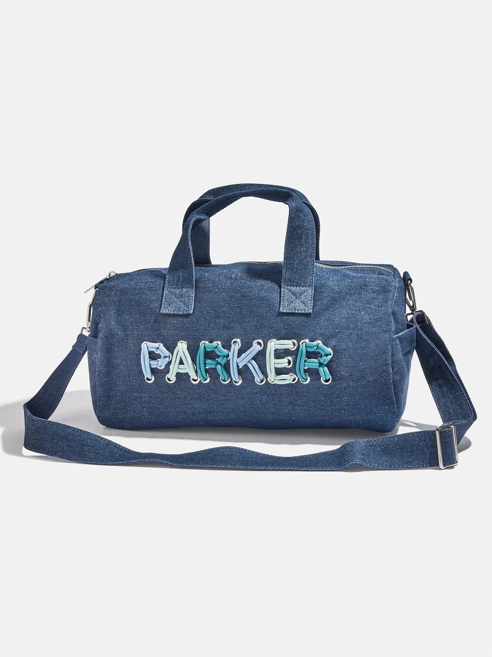 Thready to Go Kids’ Custom Duffle - Dark Denim/Blue Multi | BaubleBar