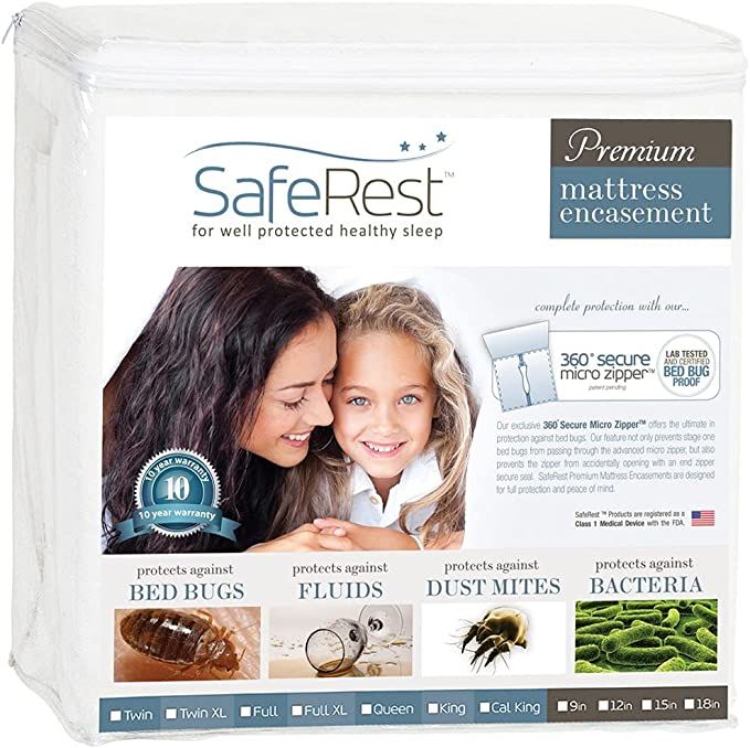 SafeRest Zippered Mattress Protector - Premium 6-9 Inch Waterproof Mattress Cover for Bed - Breat... | Amazon (US)