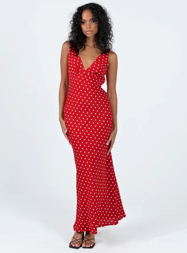 Nellie Maxi Dress Red Polka Dot | Princess Polly US