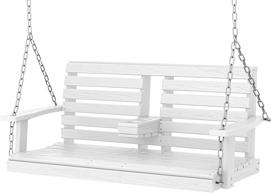 KINGYES Outdoor Hanging Porch Swing, Waterproof Swing with Cup Holders for Courtyard & Garden, 66... | Amazon (US)