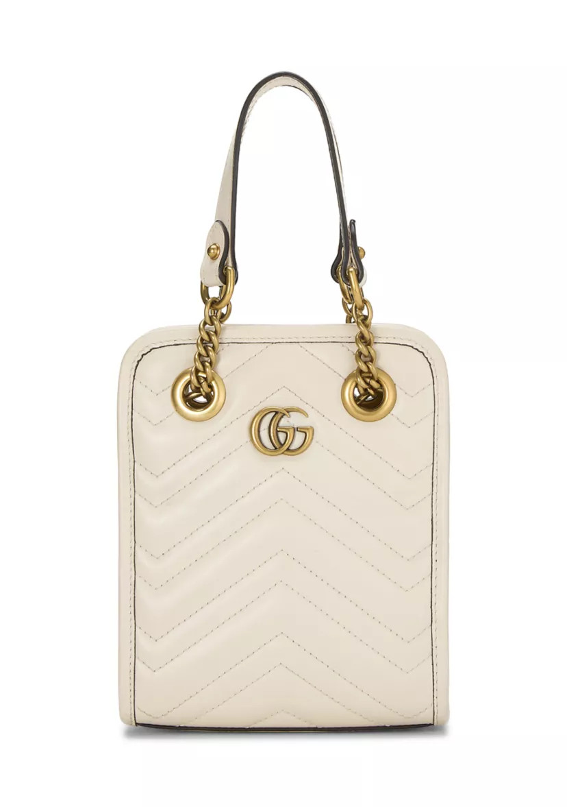 Gucci White Leather GG Marmont Shoulder - FINAL SALE, NO RETURNS | Belk
