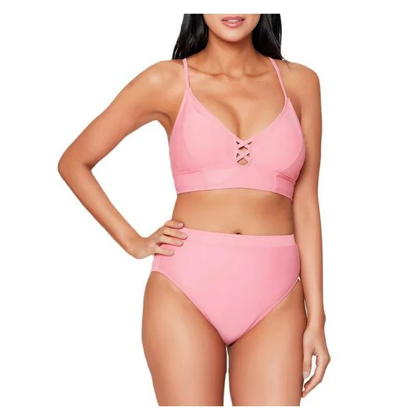 JS Jessica Simpson Women's Cropped Cami Swimsuit Top with Center Front Lacing - Walmart.com | Walmart (US)