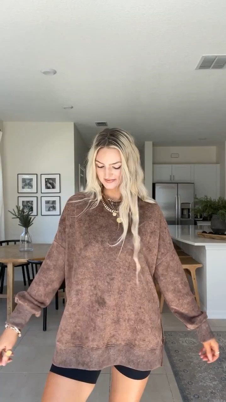 Neutral sweatshirts that are the perfect length to wear with leggings! I sized up one for a more oversized fit. 