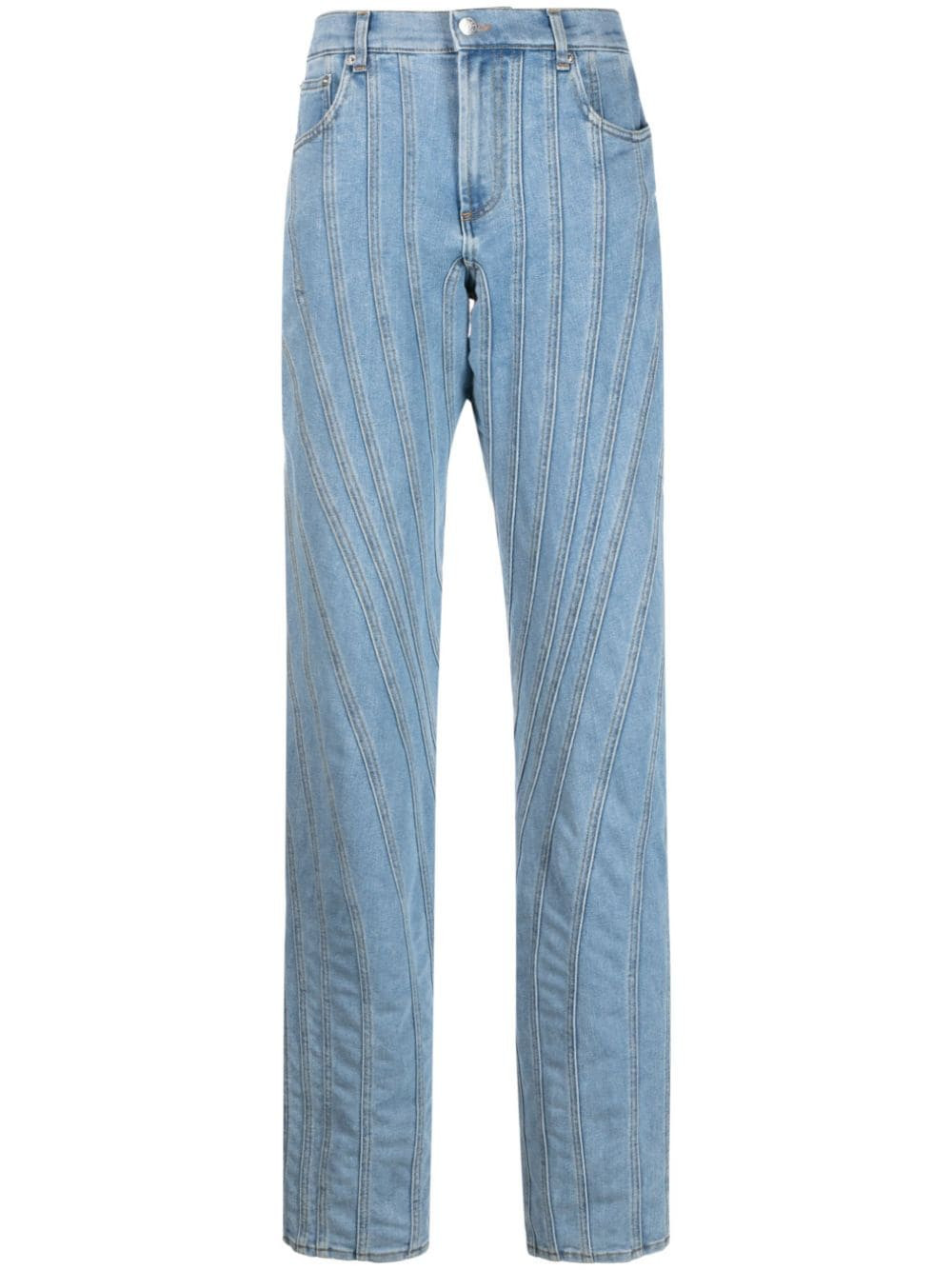 Mugler Snow Spiral straight-leg jeans - Blue | Farfetch Global