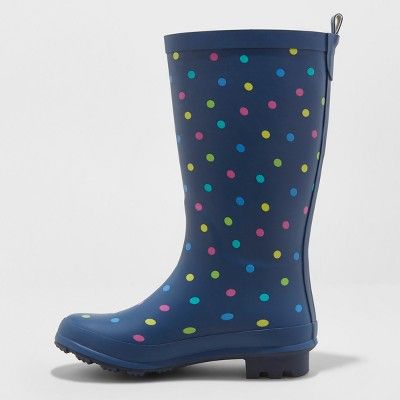 Girls' Audria Polka Dot Rain Boots - Cat & Jack™ Navy | Target