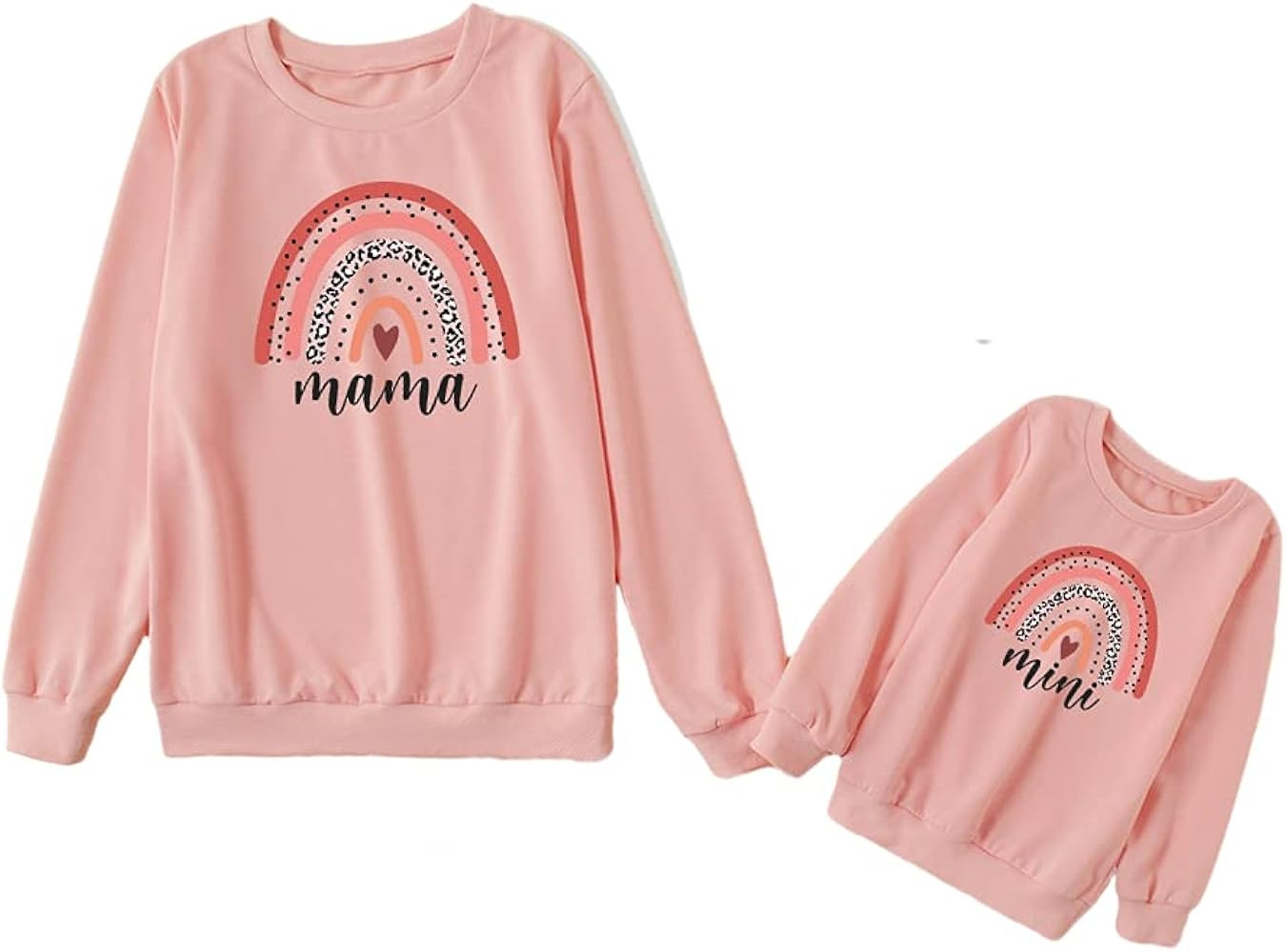 Mommy and me Matching Outfits Mama Mini Rainbow Print Pullover Long Sleeve Shirt Tops Fall Clothes | Amazon (US)