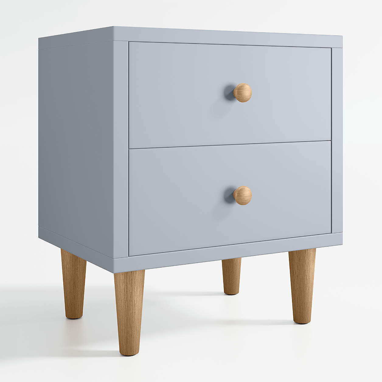 Finn Mist Blue Wood 2-Drawer Kids Nightstand + Reviews | Crate & Kids | Crate & Barrel