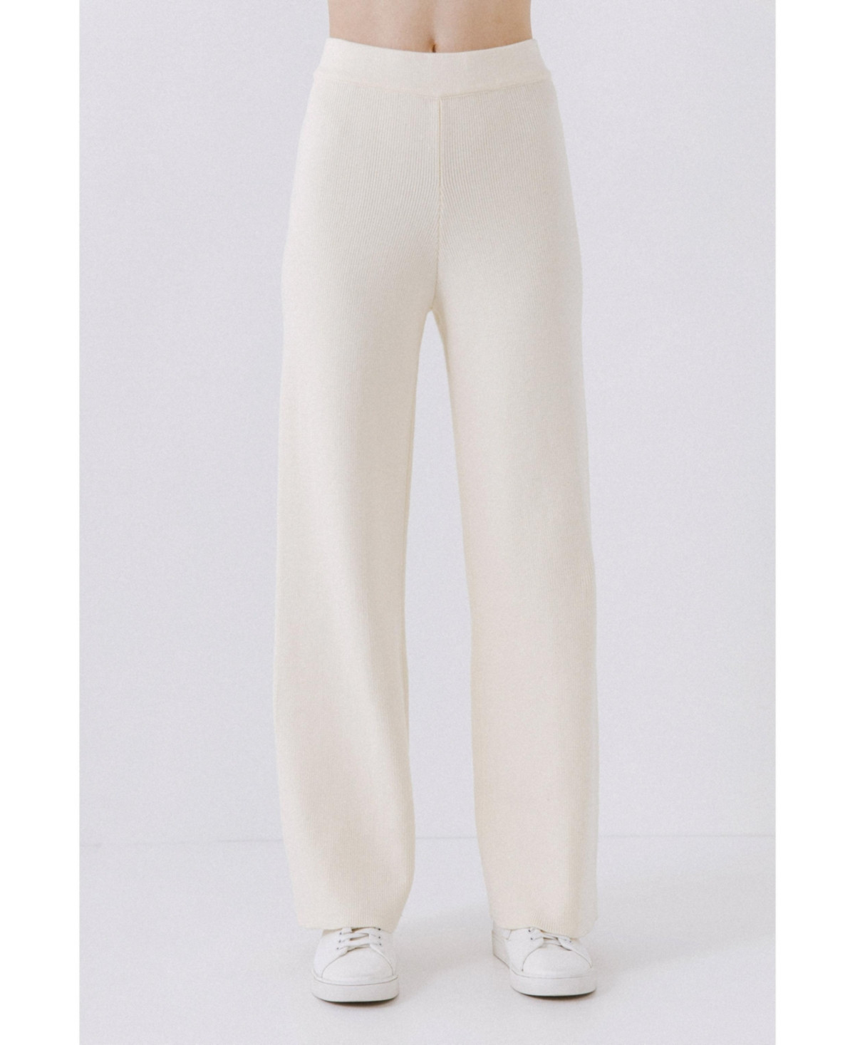 English Factory Women's Knit Wide Pants - Ivory | Macy's