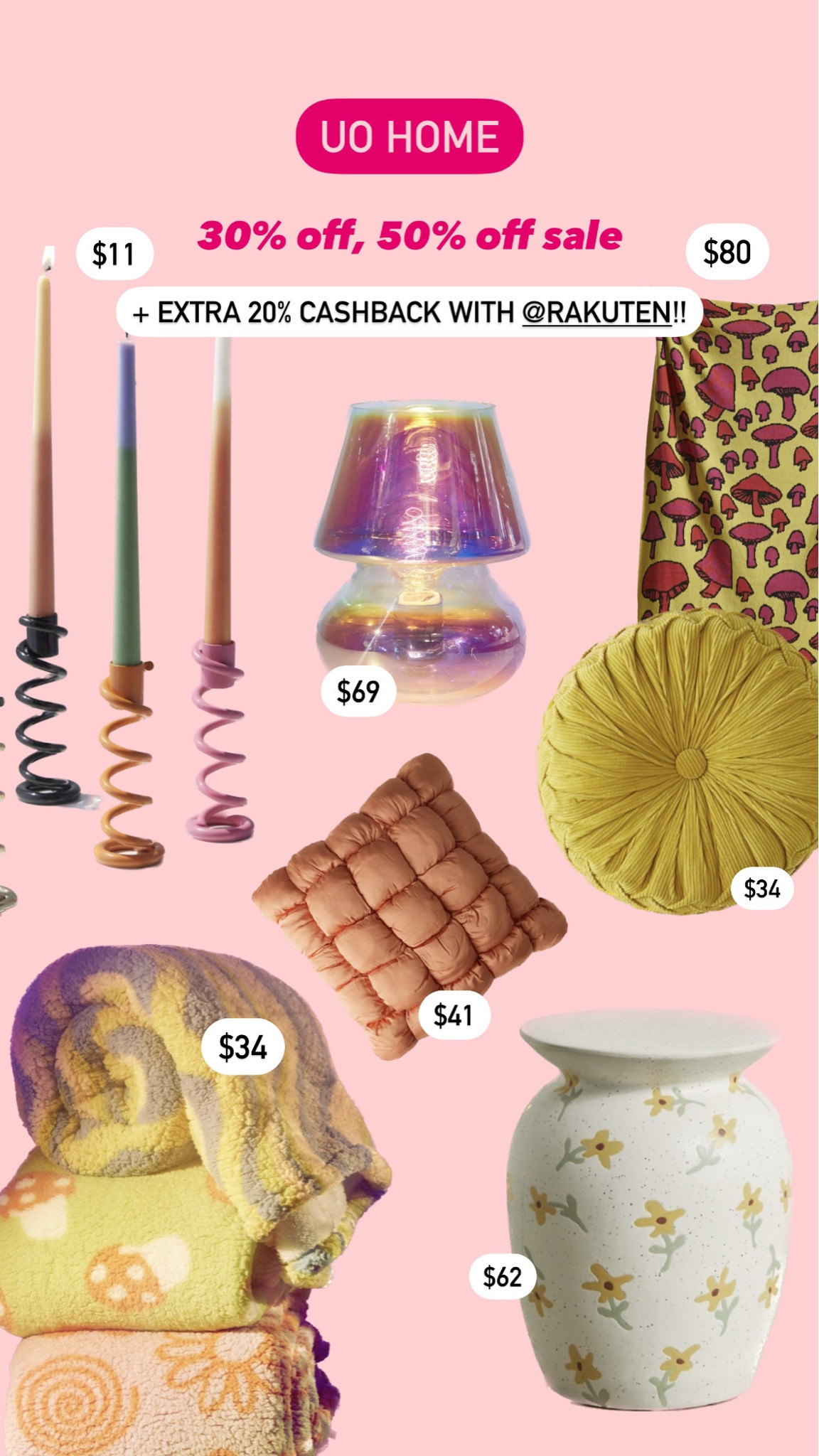 Urban outfitters home cyber Sunday sale!! 30% off full price, 50% off sale, and an extra 20% cash back if you shop through Rakuten!! 

#LTKCyberweek #LTKHoliday #LTKGiftGuide