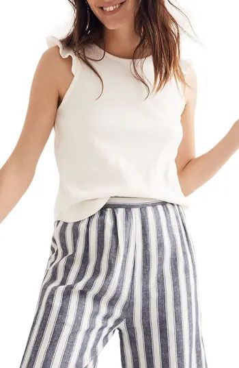 Women's Madewell Ruffle Sleeve Tank, Size Small - White | Nordstrom