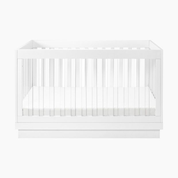 babyletto Harlow Acrylic 3-in-1 Convertible Crib with Toddler Bed Conversion Kit in White Base/Acryl | Babylist