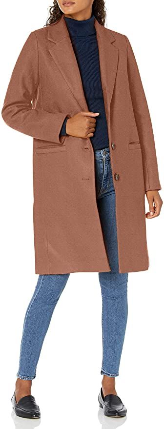 Amazon.com: Amazon Essentials Women's Oversized Plush Button-Front Coat, Camel, Medium : Clothing... | Amazon (US)