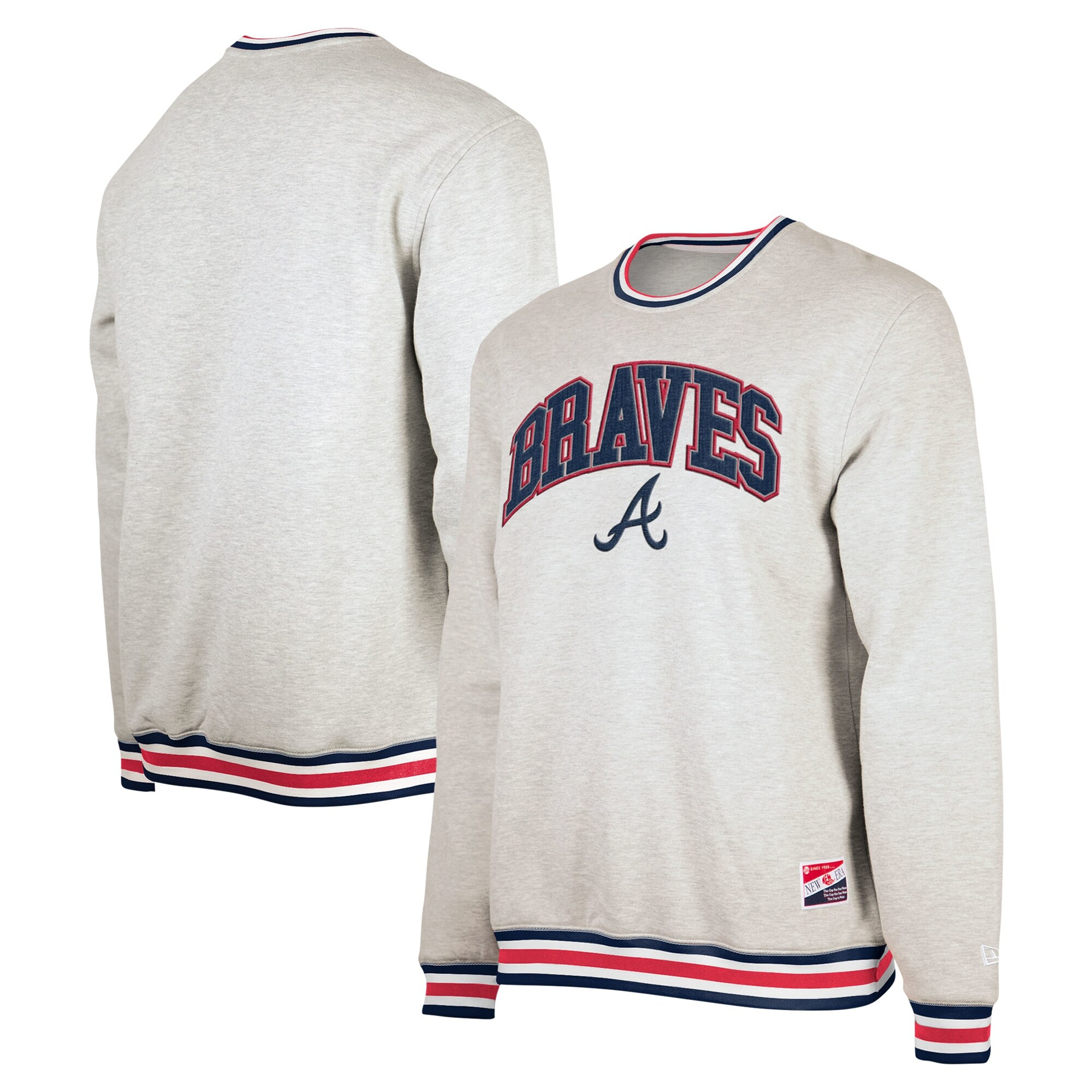 Atlanta Braves New Era Throwback Classic Pullover Sweatshirt - Heather Gray | Fanatics