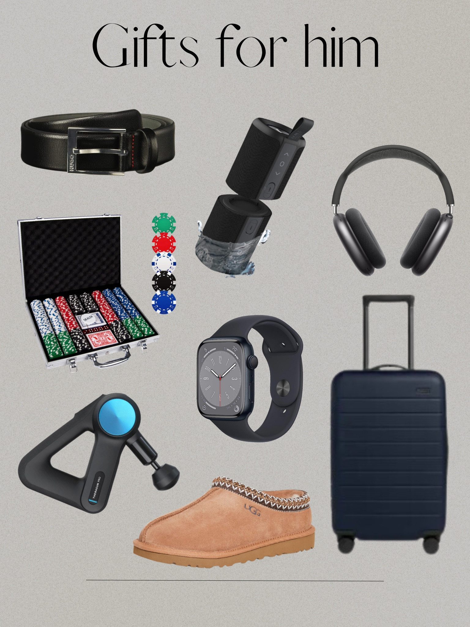 Gifts for him
Apple AirPods Max Wireless Over-Ear Headphones, Active Noise Cancelling, Transparency Mode,
HUGO Men's Gellot Grainy Leather Belt
Poker Chips,500PCS Poker Chip Set with Aluminum Travel Case,11.5 Gram Poker Set for Texas Holdem Blackjack Gambling
The Carry-On
TheraGun Pro Handheld Deep Tissue Massage Gun 
The Ridge Minimalist Slim Wallet For Men - RFID Blocking Front Pocket Credit Card Holder
Ugg Men's Tasman Slipper

#LTKHoliday #LTKGiftGuide #LTKHolidaySale