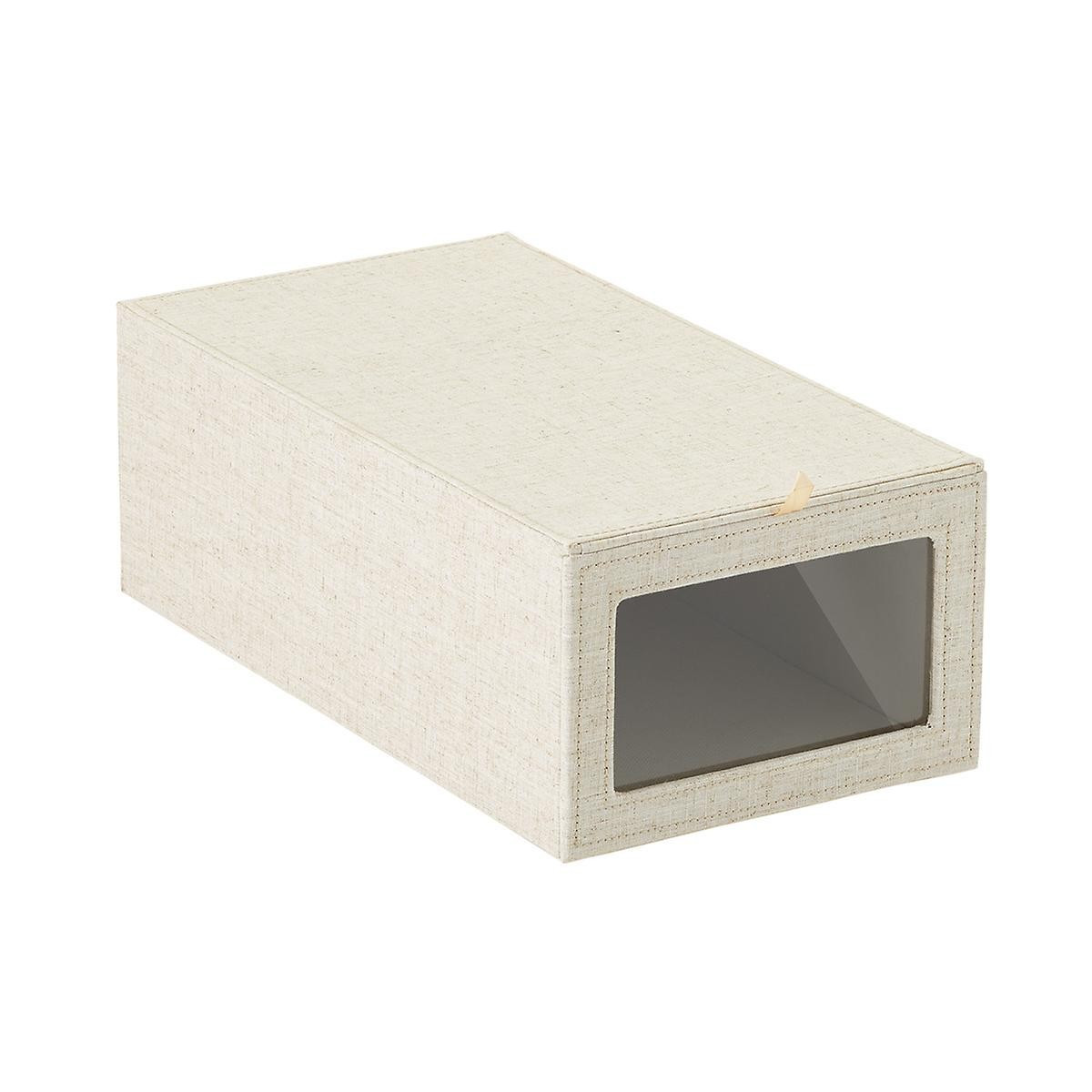 Linen Cambridge Drop-Front Shoe Box | The Container Store