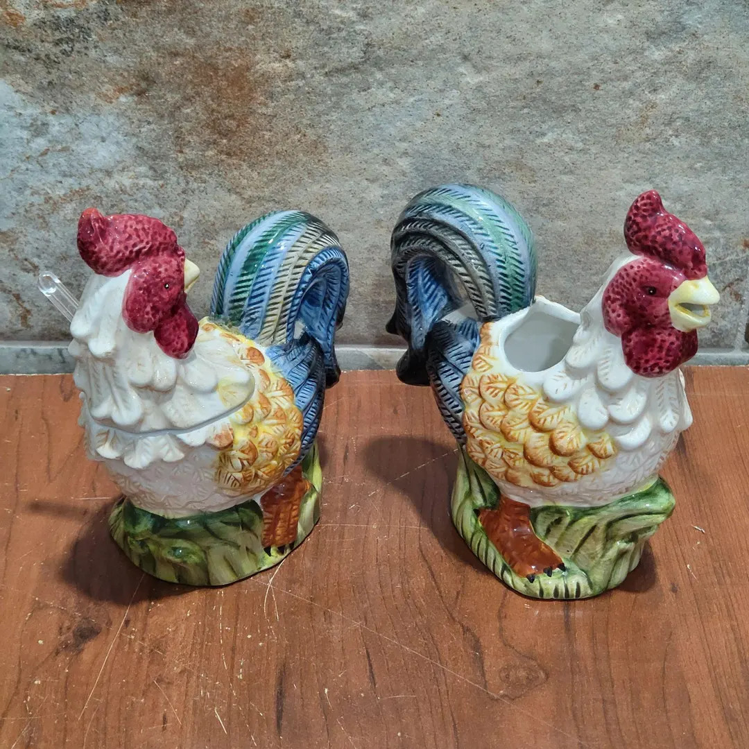 Jay Imports Chicken Rooster Creamer and Sugar Bowl with Spoon Farmhouse Decor | Etsy (US)