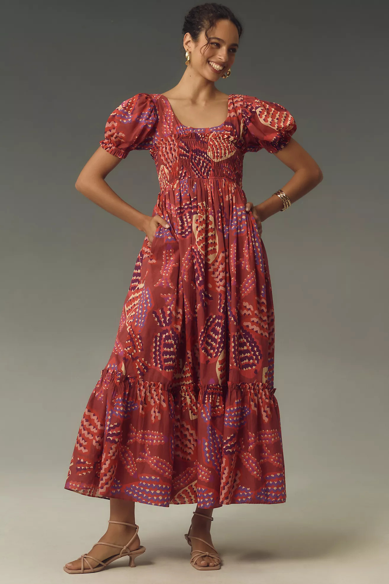 Farm Rio x Anthropologie Puff-Sleeve Smocked Maxi Dress | Anthropologie (US)
