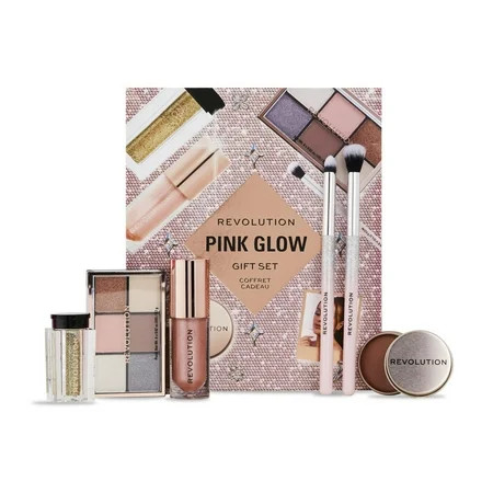 Revolution Beauty Pink Glow Get The Look Makeup Gift Set 6-Piece Holiday Set with Eye Brushes Balm Eyeshadow Lip Shimmer & Body Glitter Cruelty-Free C40 | Walmart (US)
