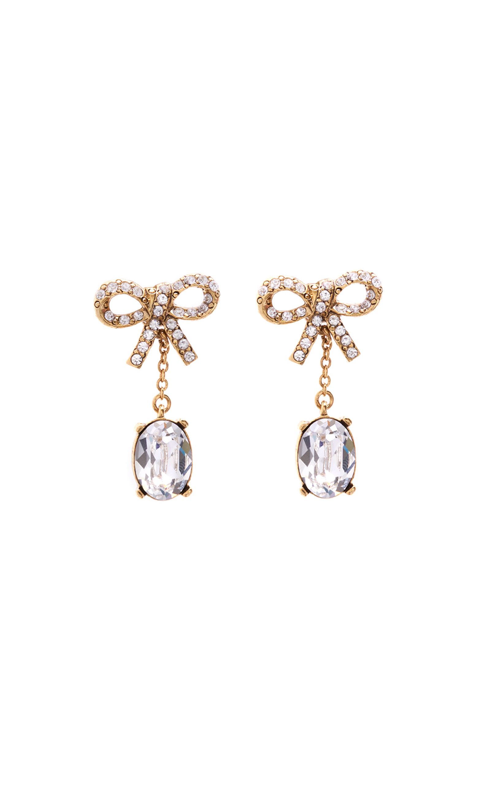 14K Gold-Plated Crystal-Embellished Bow Earrings | Moda Operandi (Global)