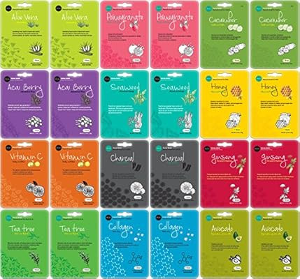 Celavi Collagen Facial Face Mask (24-Sheets) Classic Korean Skincare | Lighten, Moisturize, Tight... | Amazon (US)