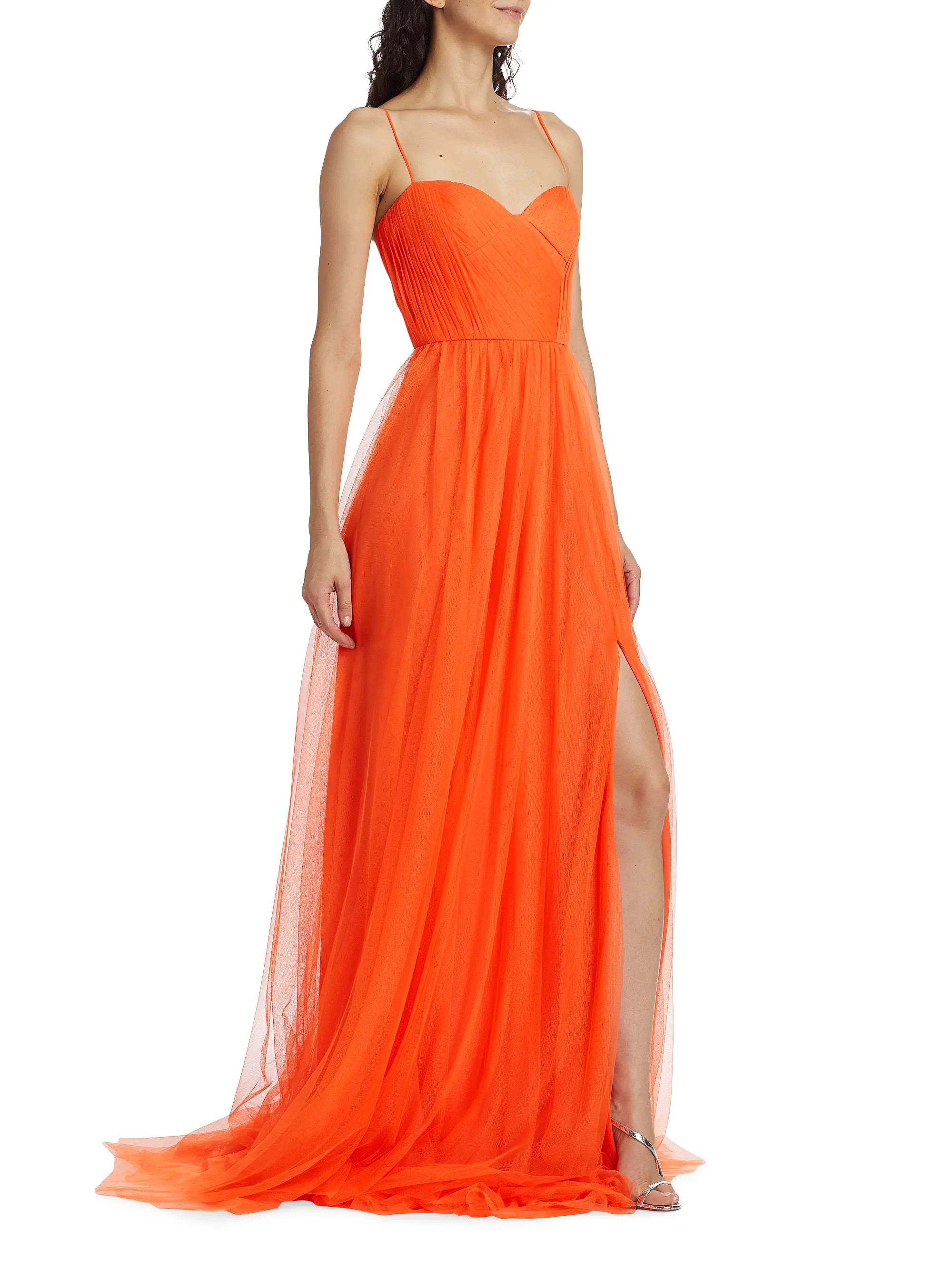 Veria Sleeveless Pleated Tulle Gown | Saks Fifth Avenue