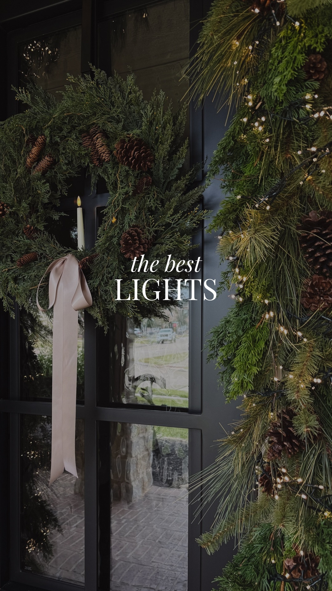 My viral Christmas tree lights work outside on our front entry garland because they’re indoor/outdoor lights!

These are the prettiest Christmas lights I have ever seen! Grab them before they sell out!

My garland is a mixture of two old garland styles from Hobby Lobby. I’m linking two that look very similar.



#LTKSeasonal #LTKHome #LTKHoliday