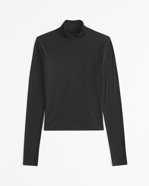 Soft Matte Seamless Long-Sleeve Cropped Mockneck Top | Abercrombie & Fitch (US)