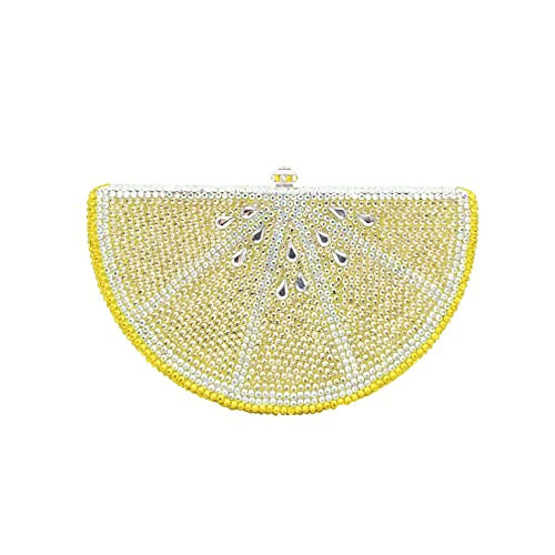 Tngan Women Cute Fruit Evening Clutch Sparkling Rhinestones Purse Crystal Banquet Prom Shoulder Bag, Lemon 1 | Amazon (US)
