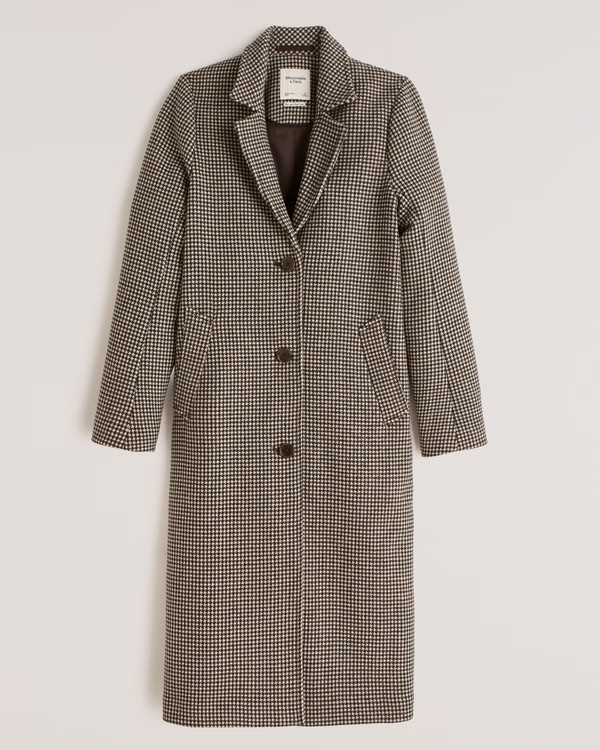 Calf-Length Wool-Blend Dad Coat | Abercrombie & Fitch (US)
