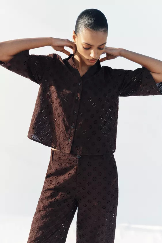 SHIRT WITH CUTWORK EMBROIDERY | Zara US