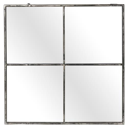 Casper Industrial Loft Grey 4 Pane Square Metal Wall Mirror | Kathy Kuo Home
