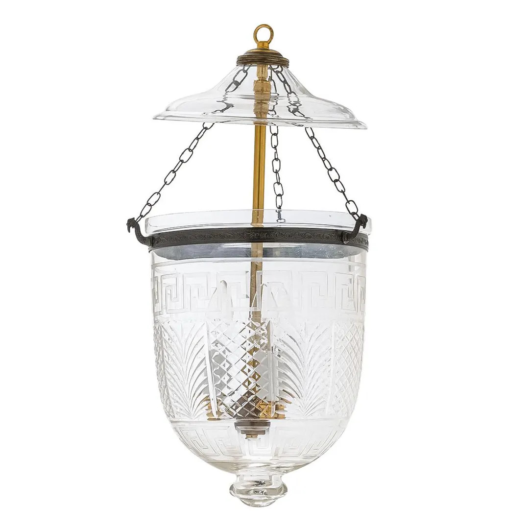 Etched Glass Chandelier: Greek Key Design, Antique Brass Finish | Etsy (US)