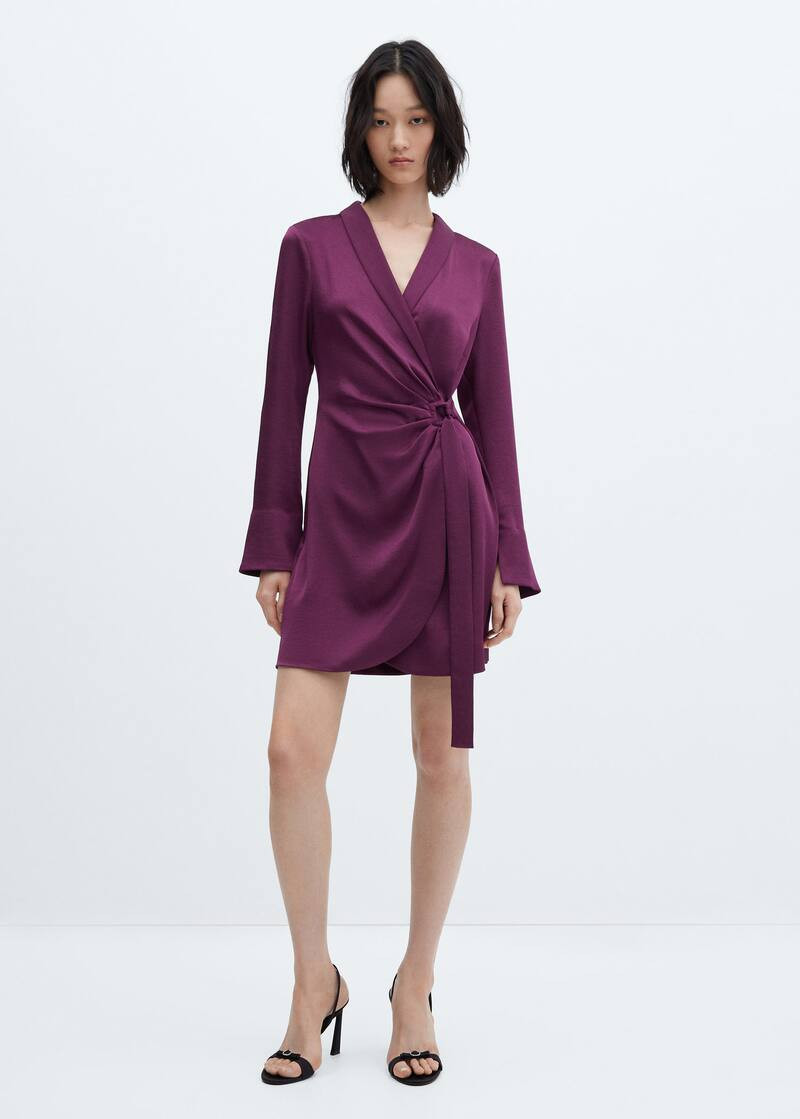 Satin wrap dress with buckle -  Women | Mango USA | MANGO (US)
