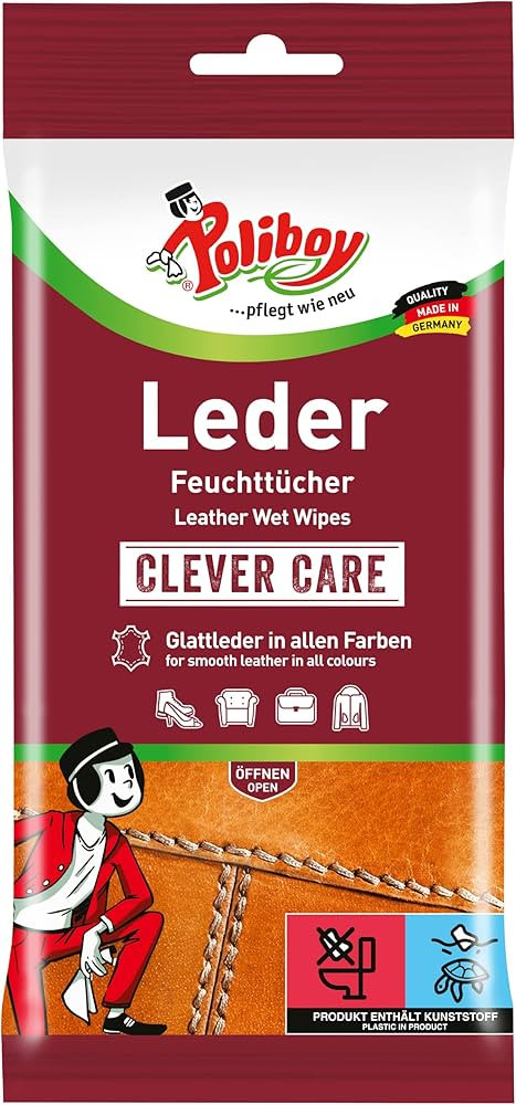 Poliboy Leather Artificial Leather Wet Wipes Cleaning Care Polish - Leather Protection | Amazon (DE)