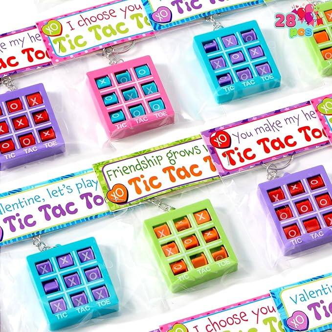 JOYIN 28 Pcs Valentine's Day Tic-tac-Toe Keychains with Bags & Tags, Plastic Tic Tac Toe Game Fav... | Amazon (US)