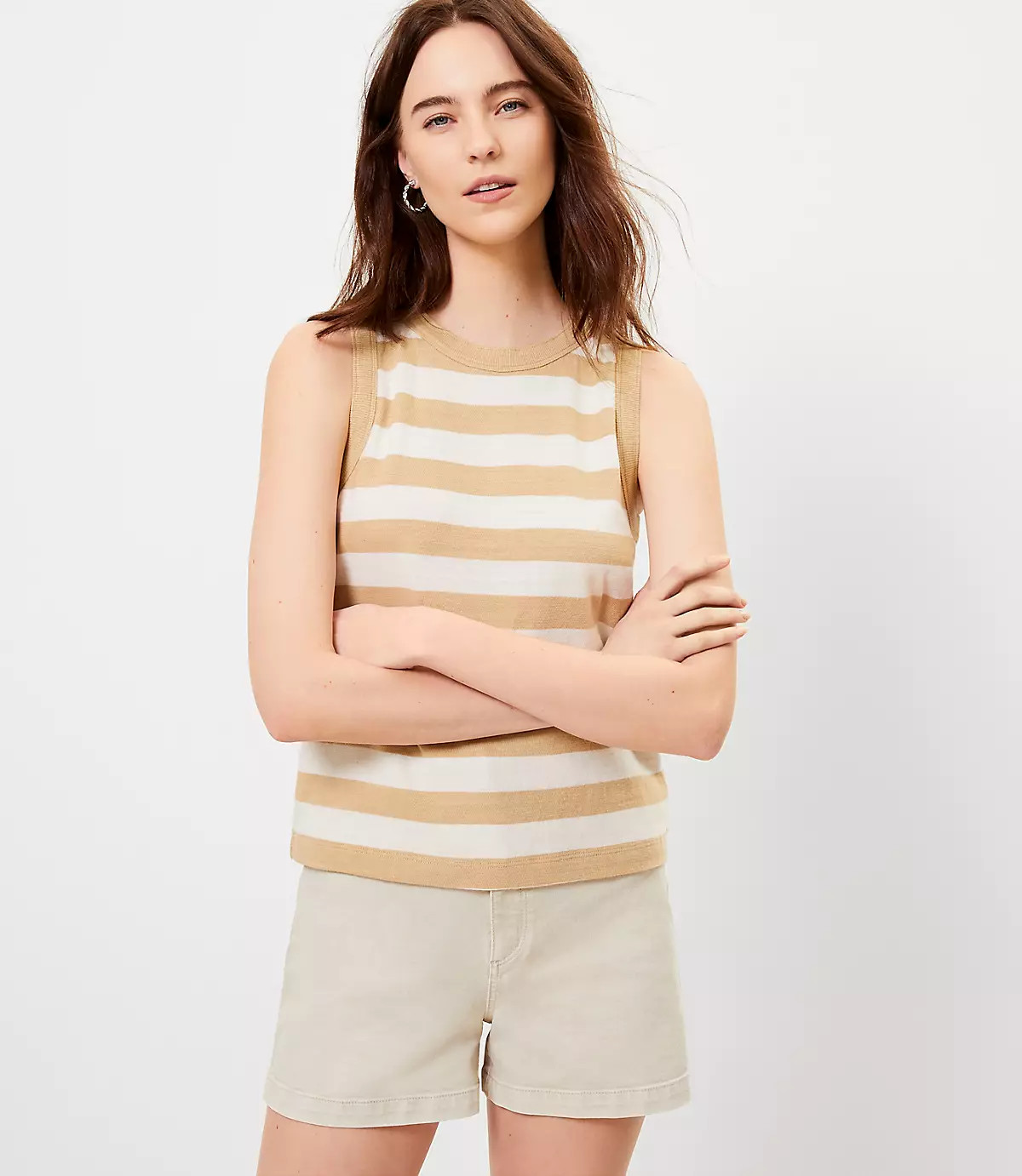 Striped Relaxed Crew Neck Tank | LOFT | LOFT