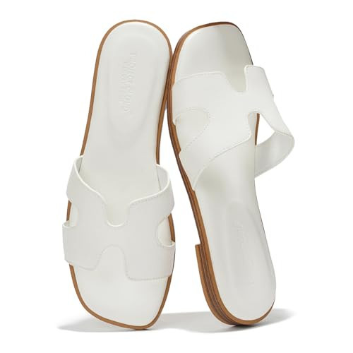 Project Cloud 100% Genuine Leather Sandals for Women 2026 - Fashion Flat Womens Sandals with Memory Foam Insole Slides Sandals Women Footwear - Mules Women's Sandals (Jannel,Whit, 6) | Amazon (US)